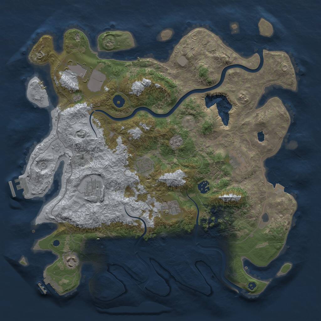 Rust Map: Procedural Map, Size: 4000, Seed: 1164631354, 14 Monuments