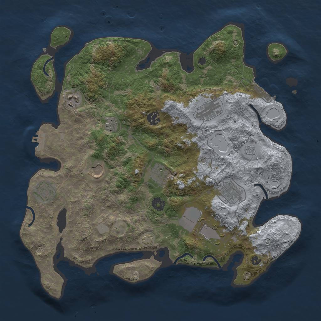 Rust Map: Procedural Map, Size: 3550, Seed: 33475811, 17 Monuments