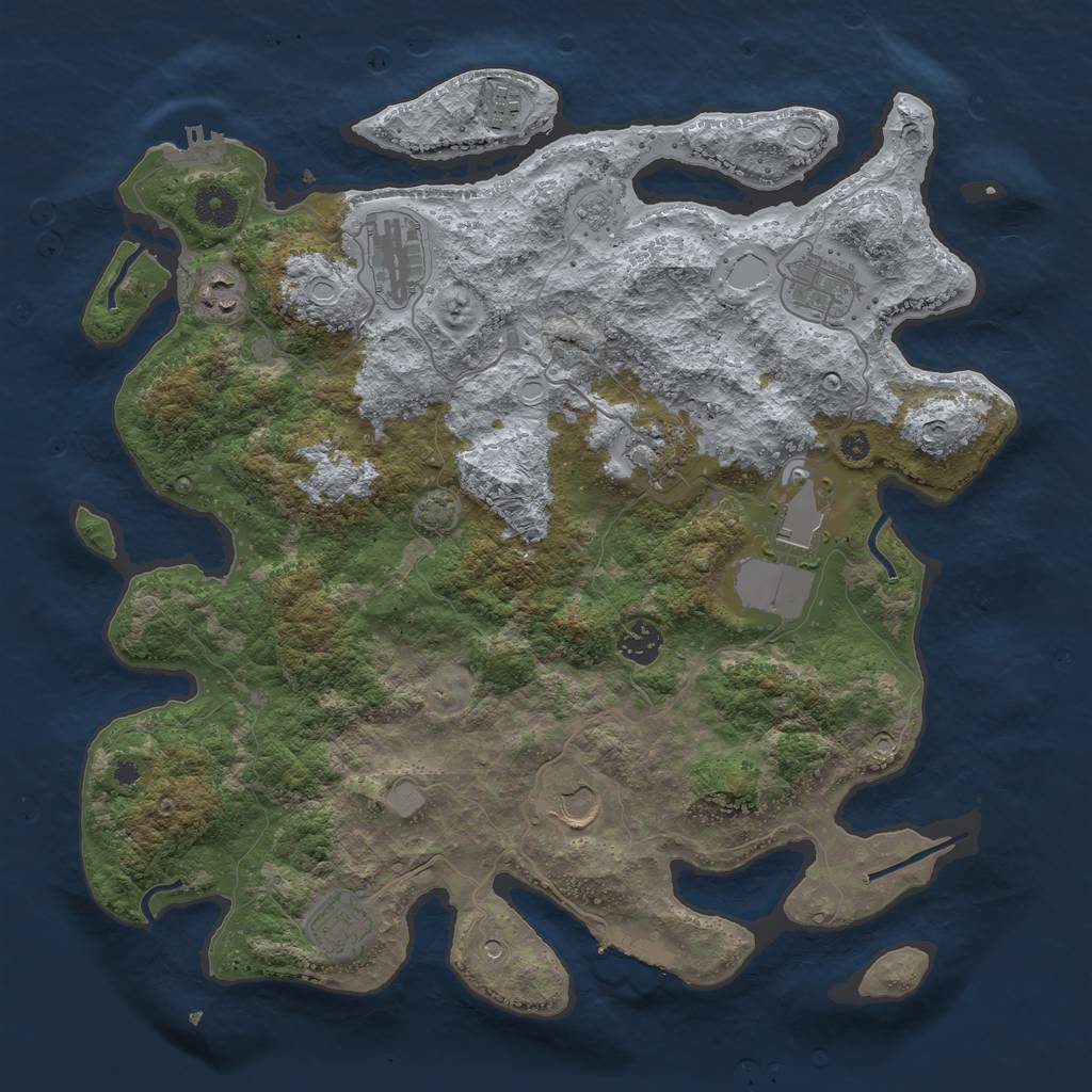 Rust Map: Procedural Map, Size: 3850, Seed: 59592820, 17 Monuments