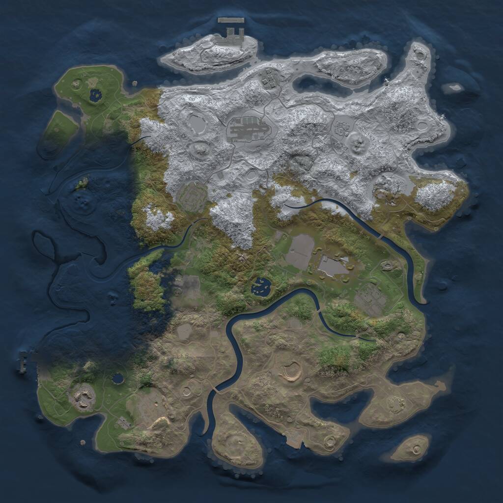 Rust Map: Procedural Map, Size: 3850, Seed: 59592820, 17 Monuments
