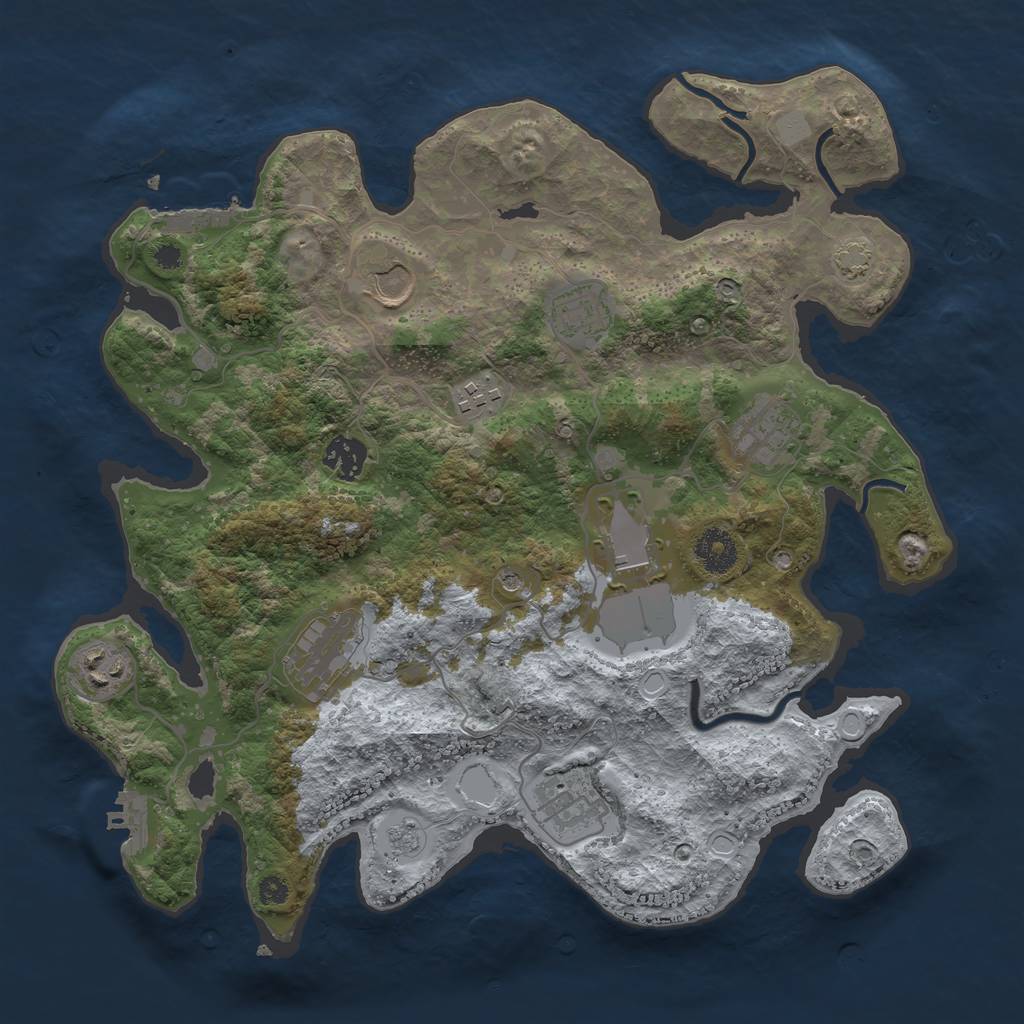 Rust Map: Procedural Map, Size: 3550, Seed: 13419471, 17 Monuments