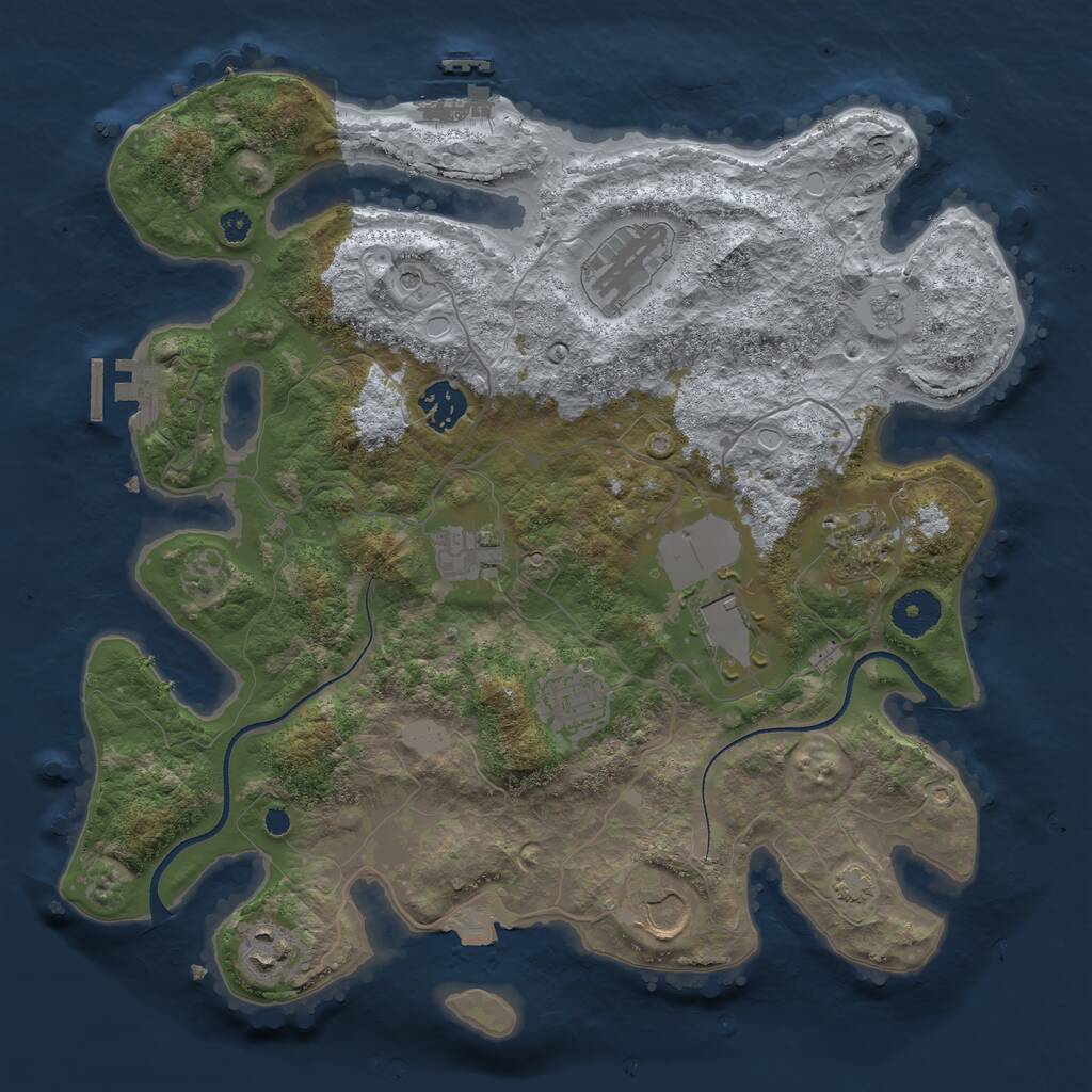 Rust Map: Procedural Map, Size: 3500, Seed: 316742650, 14 Monuments