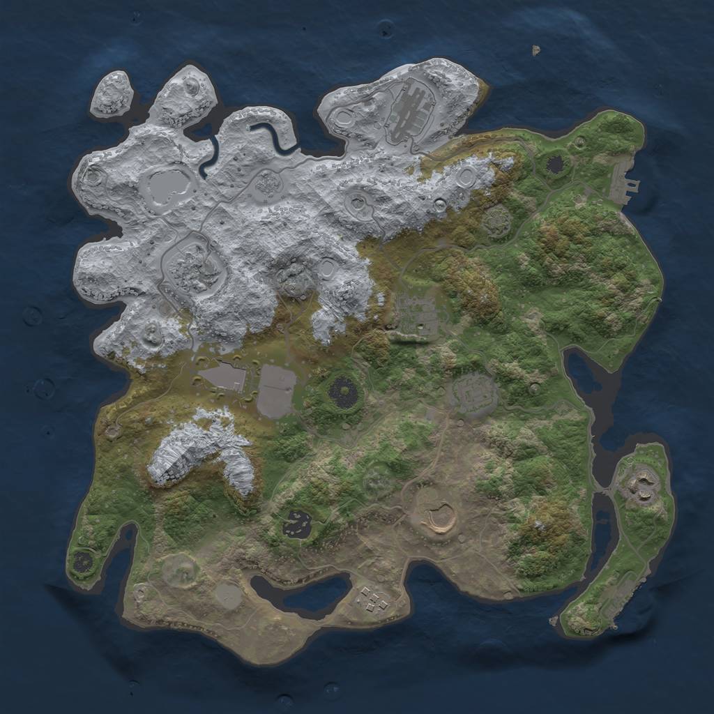 Rust Map: Procedural Map, Size: 3600, Seed: 83721398, 17 Monuments