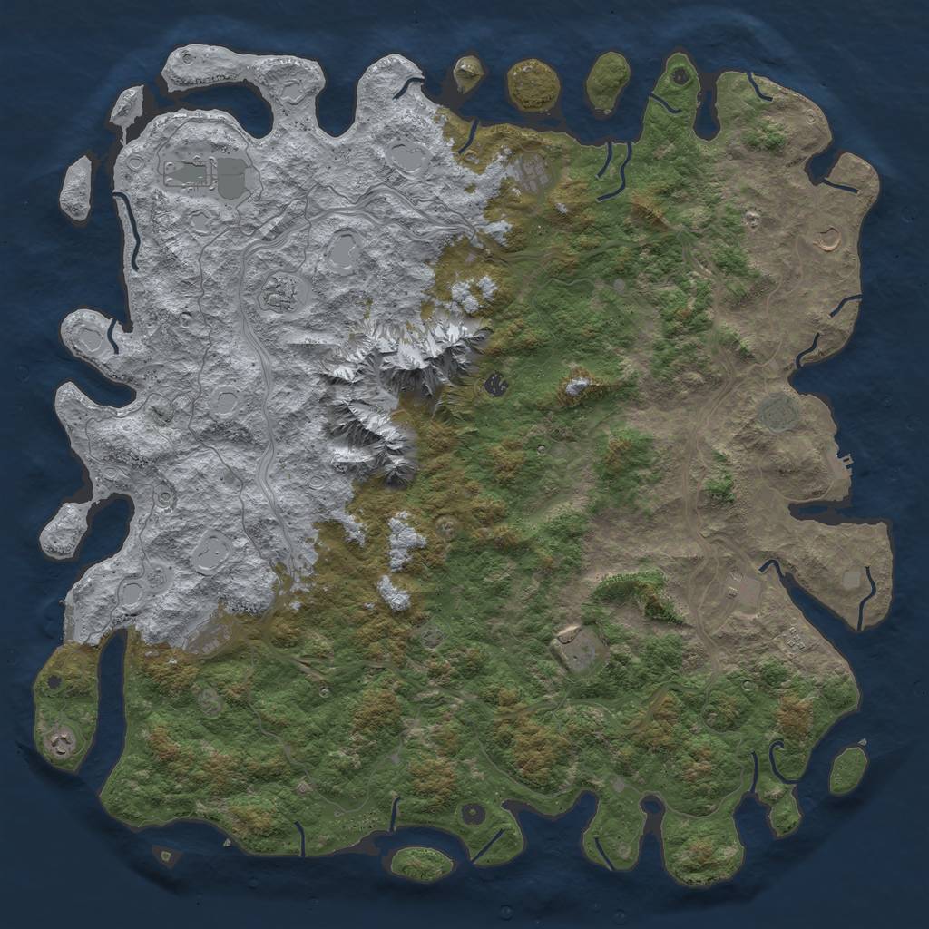 Rust Map: Procedural Map, Size: 6000, Seed: 83245673, 19 Monuments