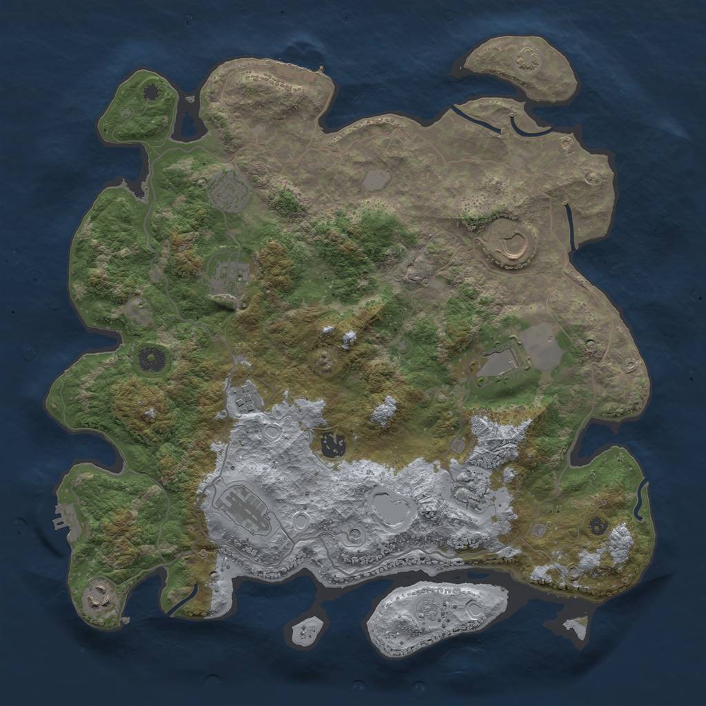 Rust Map: Procedural Map, Size: 4000, Seed: 414141, 17 Monuments
