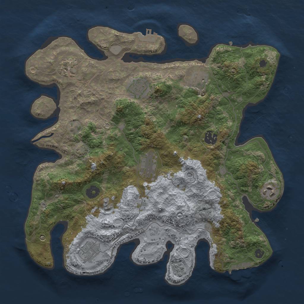 Rust Map: Procedural Map, Size: 3450, Seed: 56763987, 16 Monuments