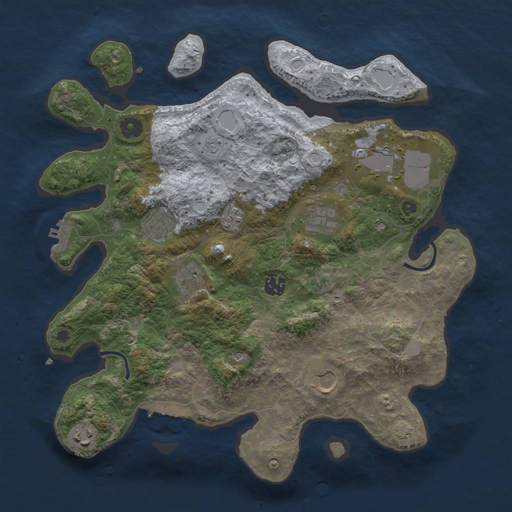 Rust Map: Procedural Map, Size: 3501, Seed: 6258, 16 Monuments