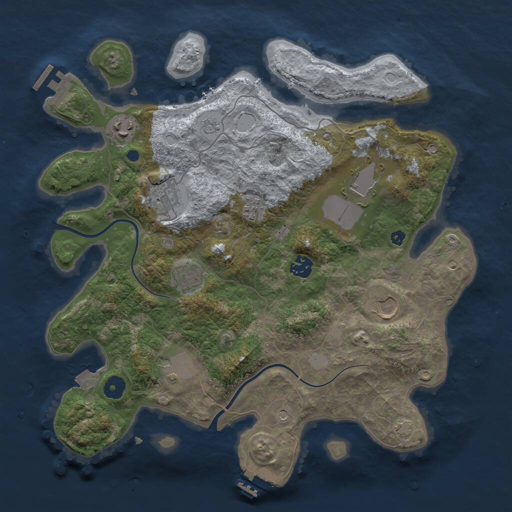 Rust Map: Procedural Map, Size: 3501, Seed: 6258, 14 Monuments