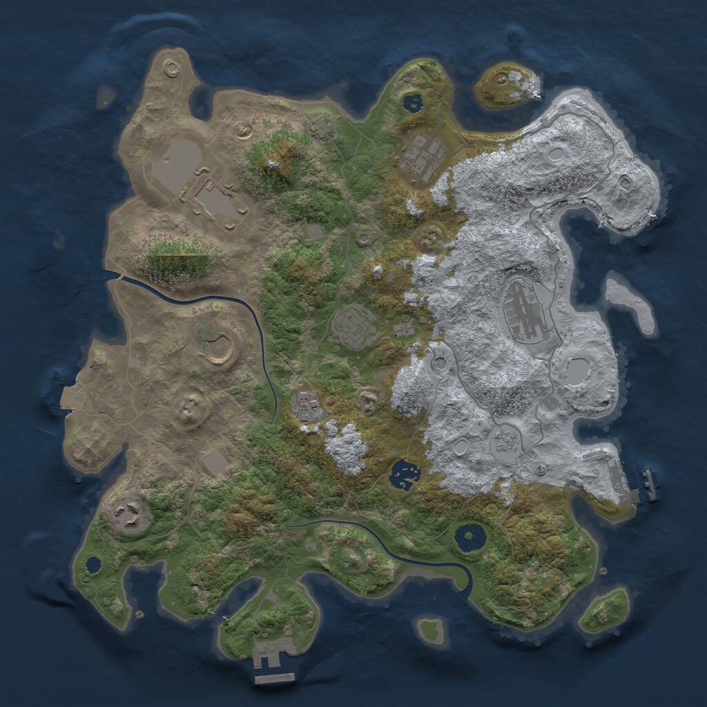 Rust Map: Procedural Map, Size: 3600, Seed: 2059432989, 14 Monuments