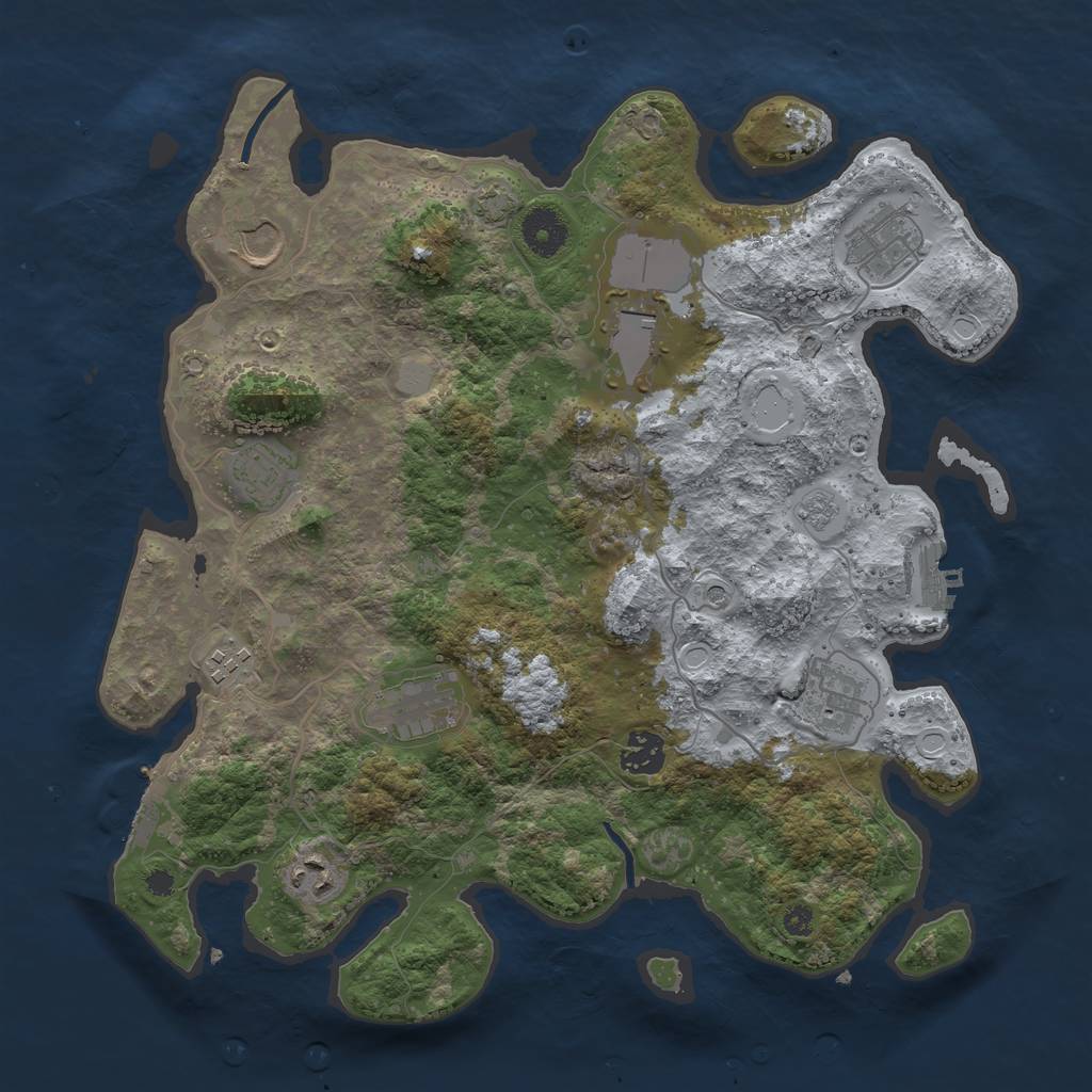 Rust Map: Procedural Map, Size: 3600, Seed: 2059432989, 17 Monuments