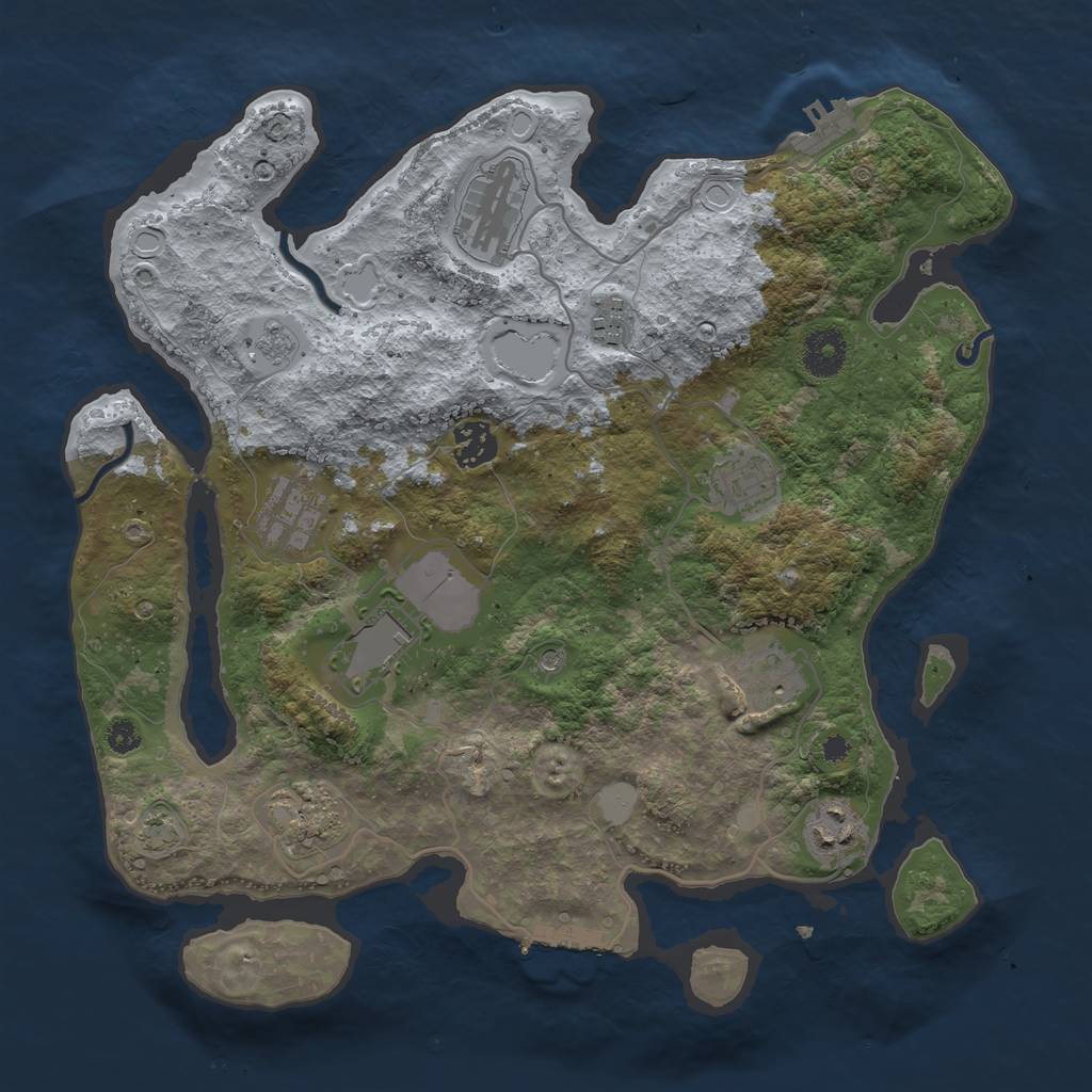 Rust Map: Procedural Map, Size: 3500, Seed: 2319, 17 Monuments