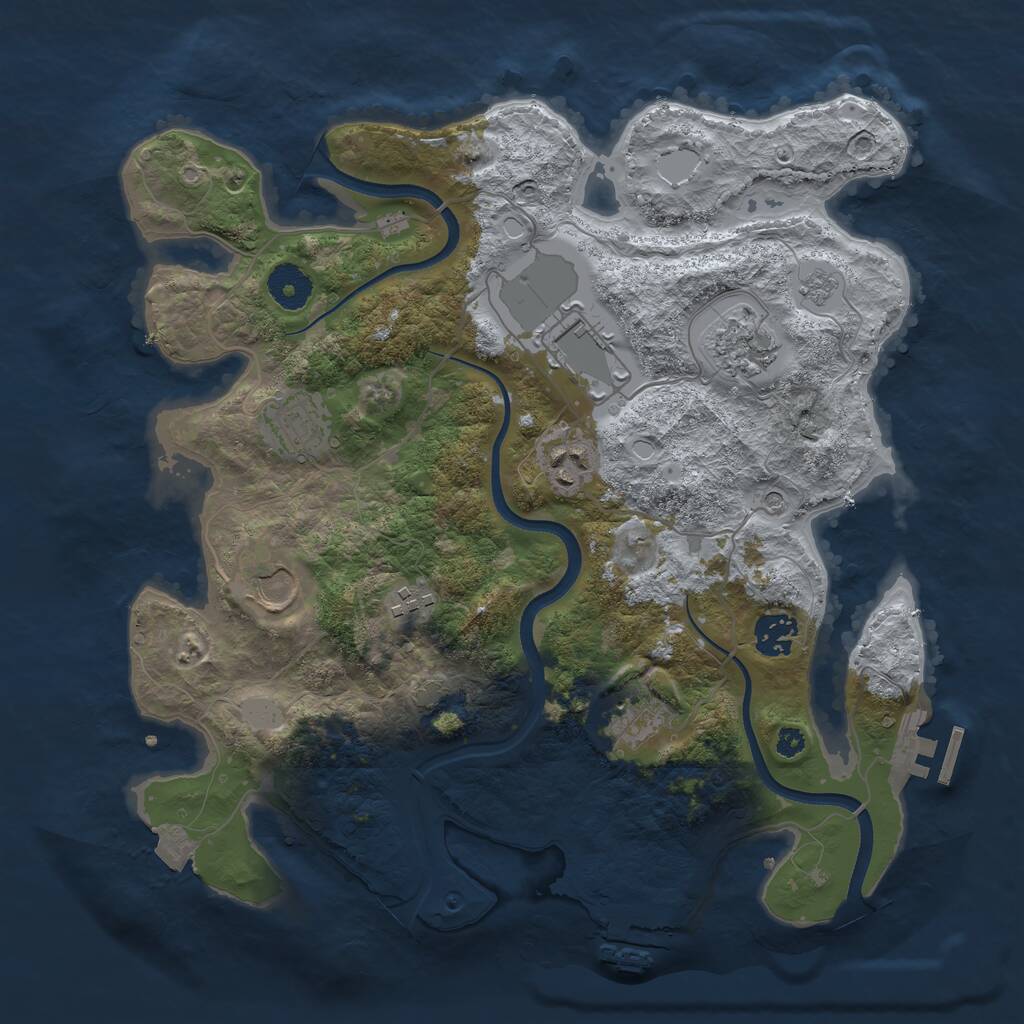Rust Map: Procedural Map, Size: 3500, Seed: 1169886394, 14 Monuments
