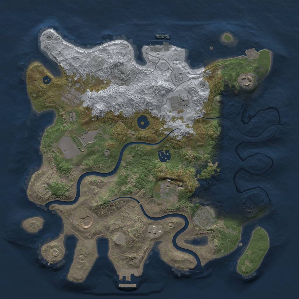 Rust Map: Procedural Map, Size: 3500, Seed: 17328839, 15 Monuments