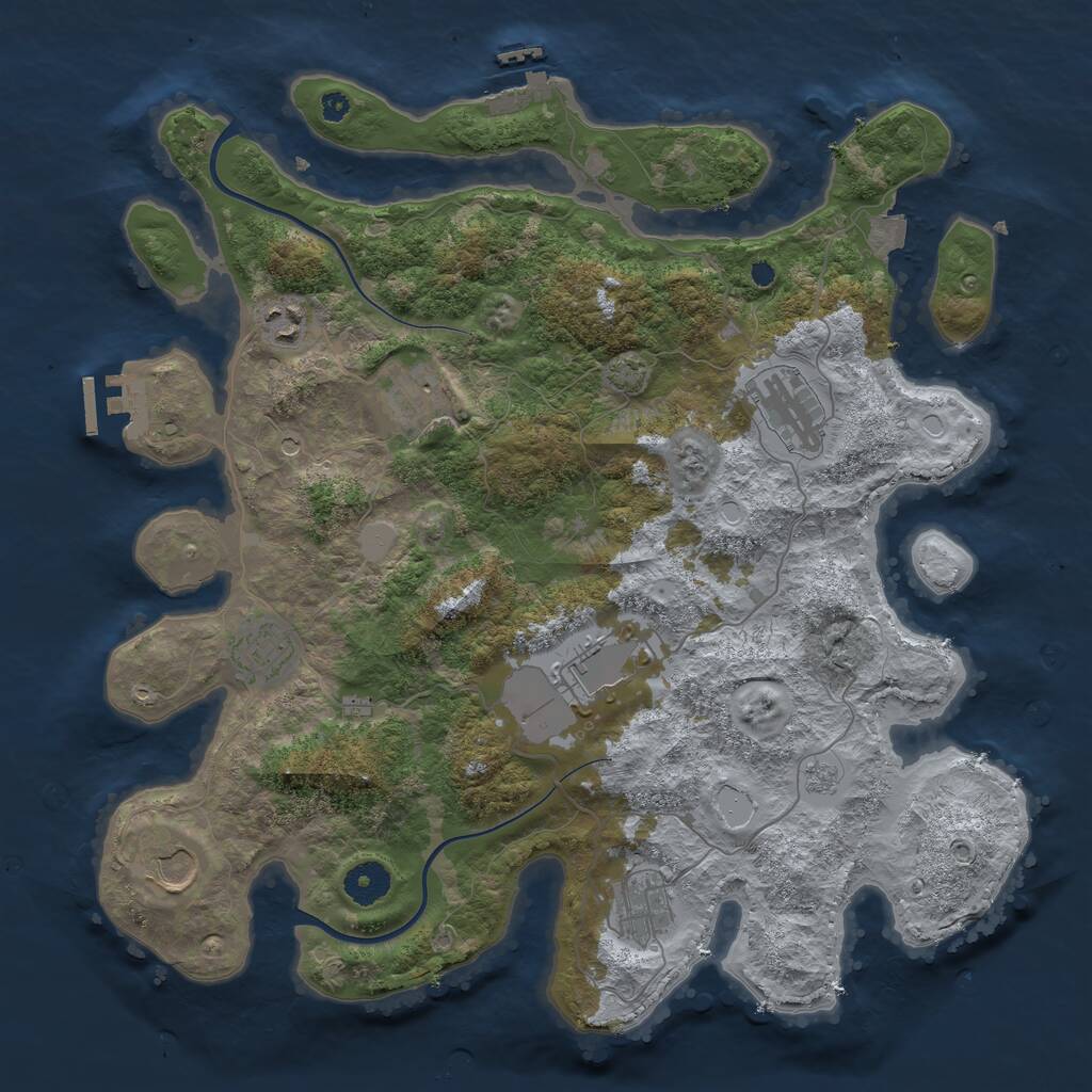 Rust Map: Procedural Map, Size: 3750, Seed: 941502936, 13 Monuments