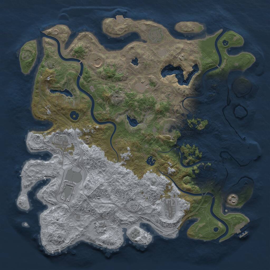 Rust Map: Procedural Map, Size: 4500, Seed: 1293932757, 17 Monuments
