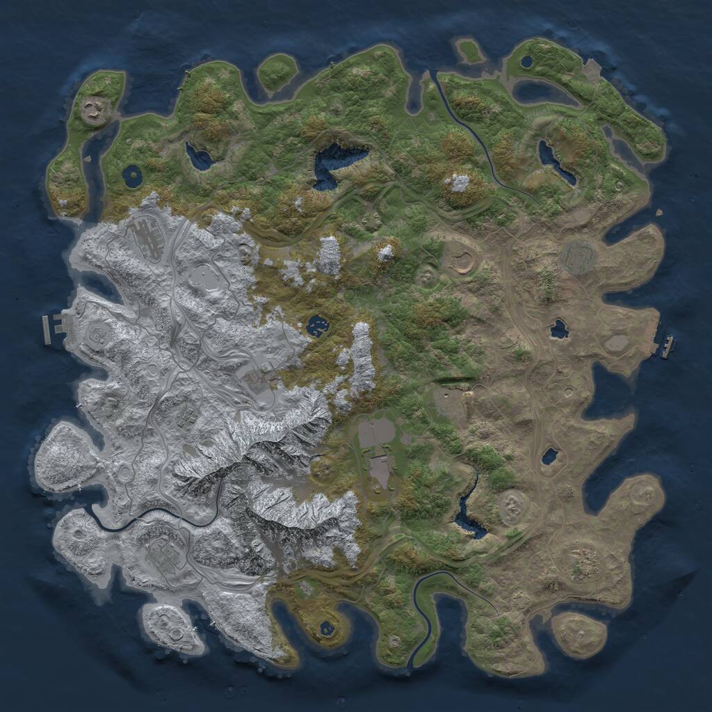 Rust Map: Procedural Map, Size: 5000, Seed: 7007, 17 Monuments