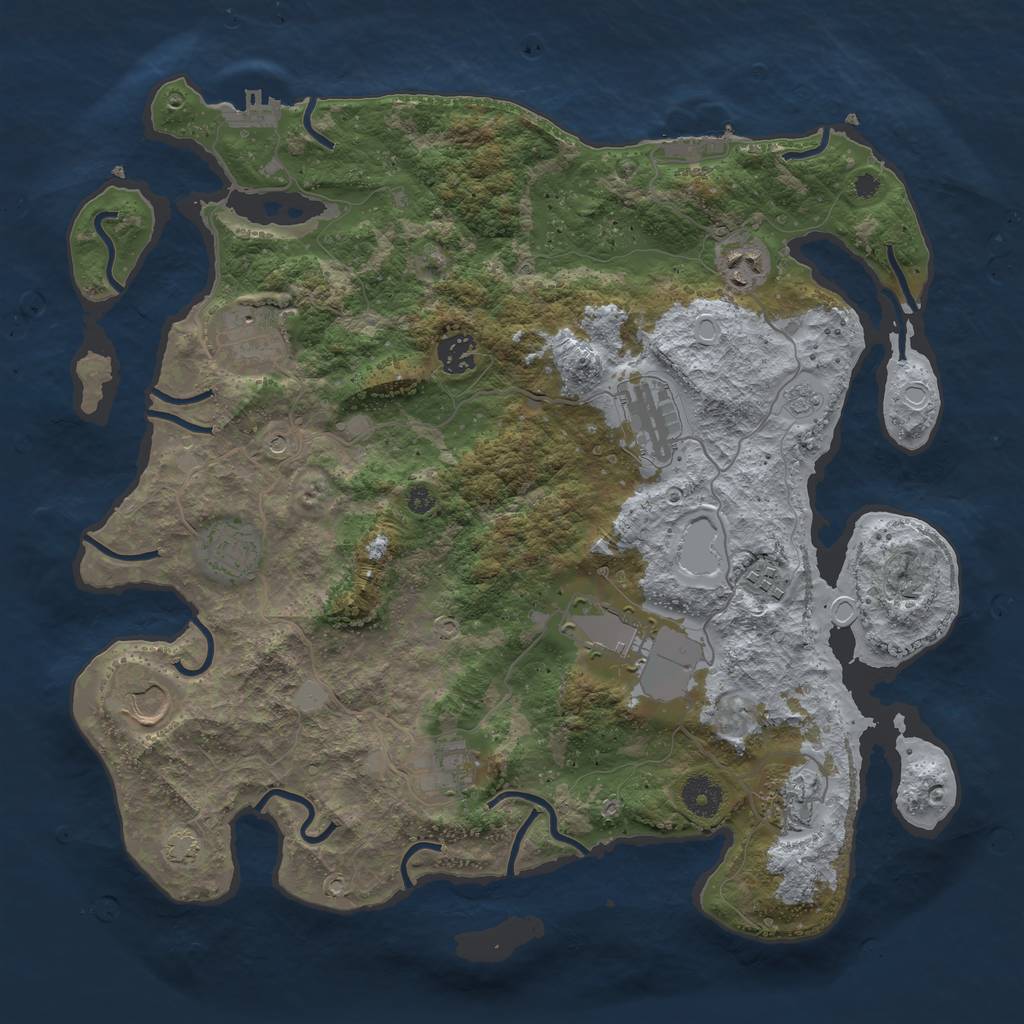 Rust Map: Procedural Map, Size: 3800, Seed: 202305202, 18 Monuments