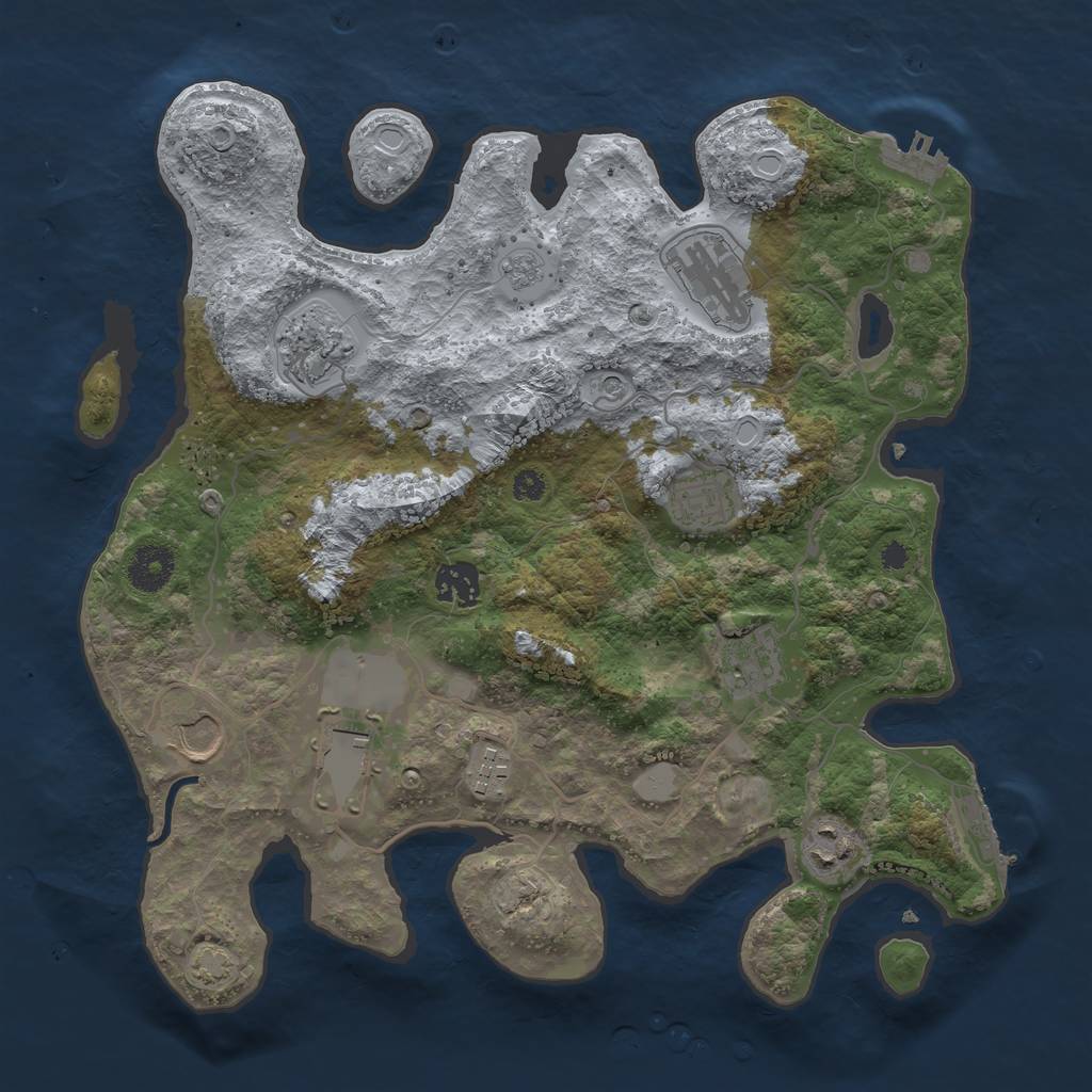 Rust Map: Procedural Map, Size: 3500, Seed: 48657983, 17 Monuments