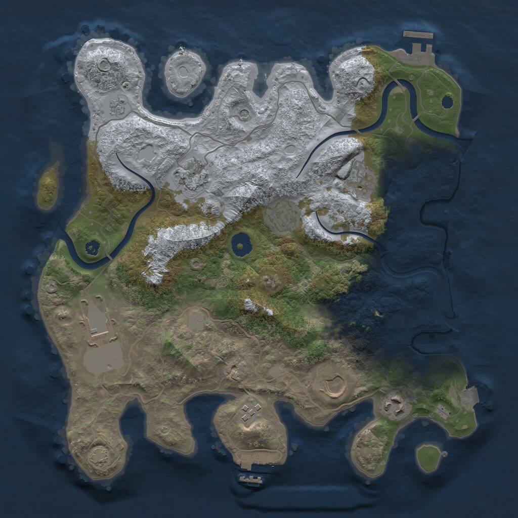 Rust Map: Procedural Map, Size: 3500, Seed: 48657983, 13 Monuments