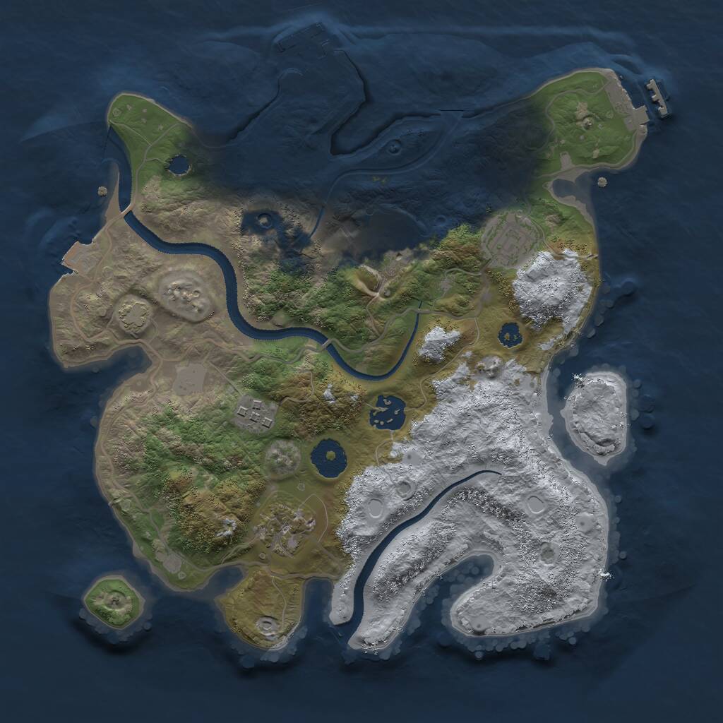 Rust Map: Procedural Map, Size: 3000, Seed: 1627818780, 10 Monuments