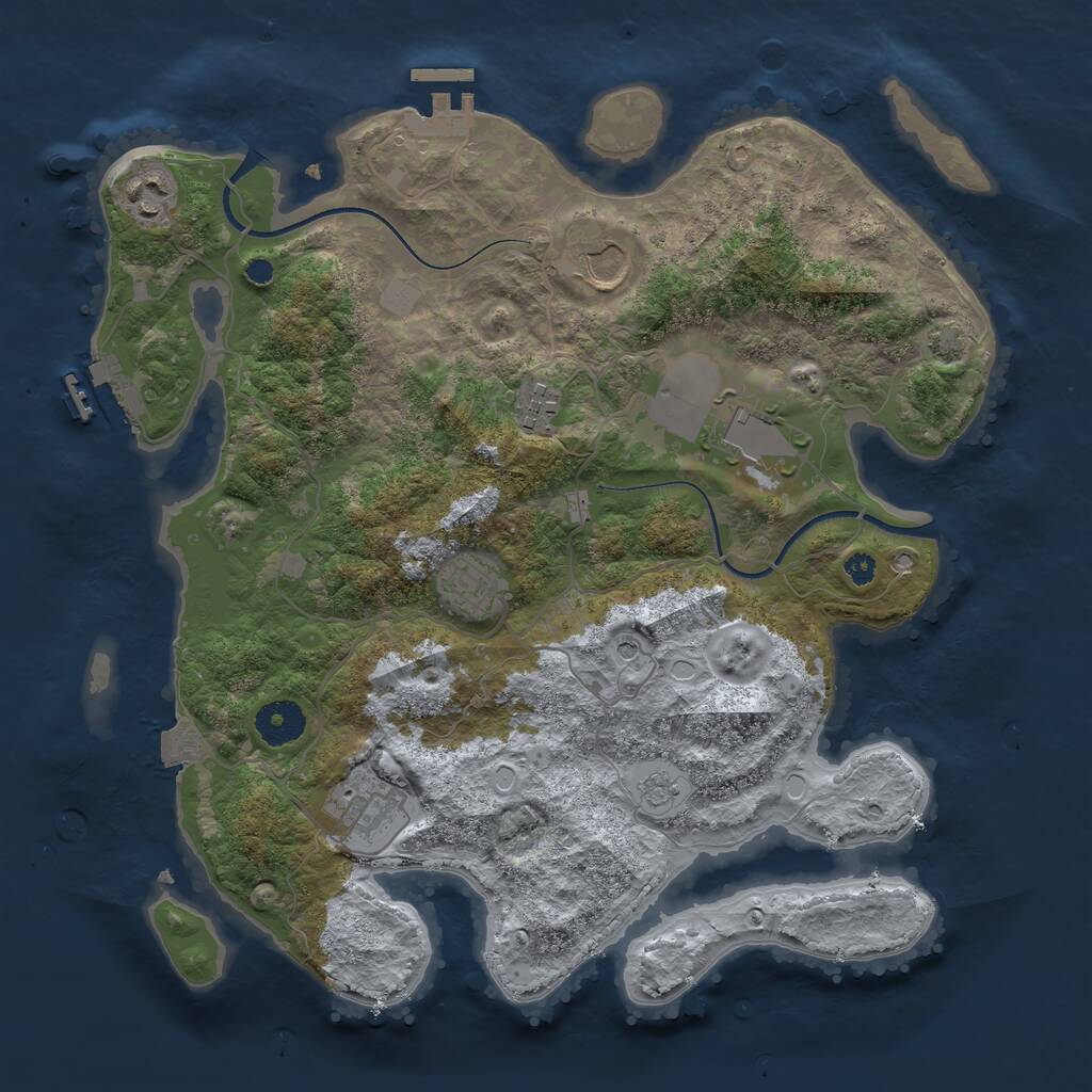 Rust Map: Procedural Map, Size: 3500, Seed: 124850, 12 Monuments