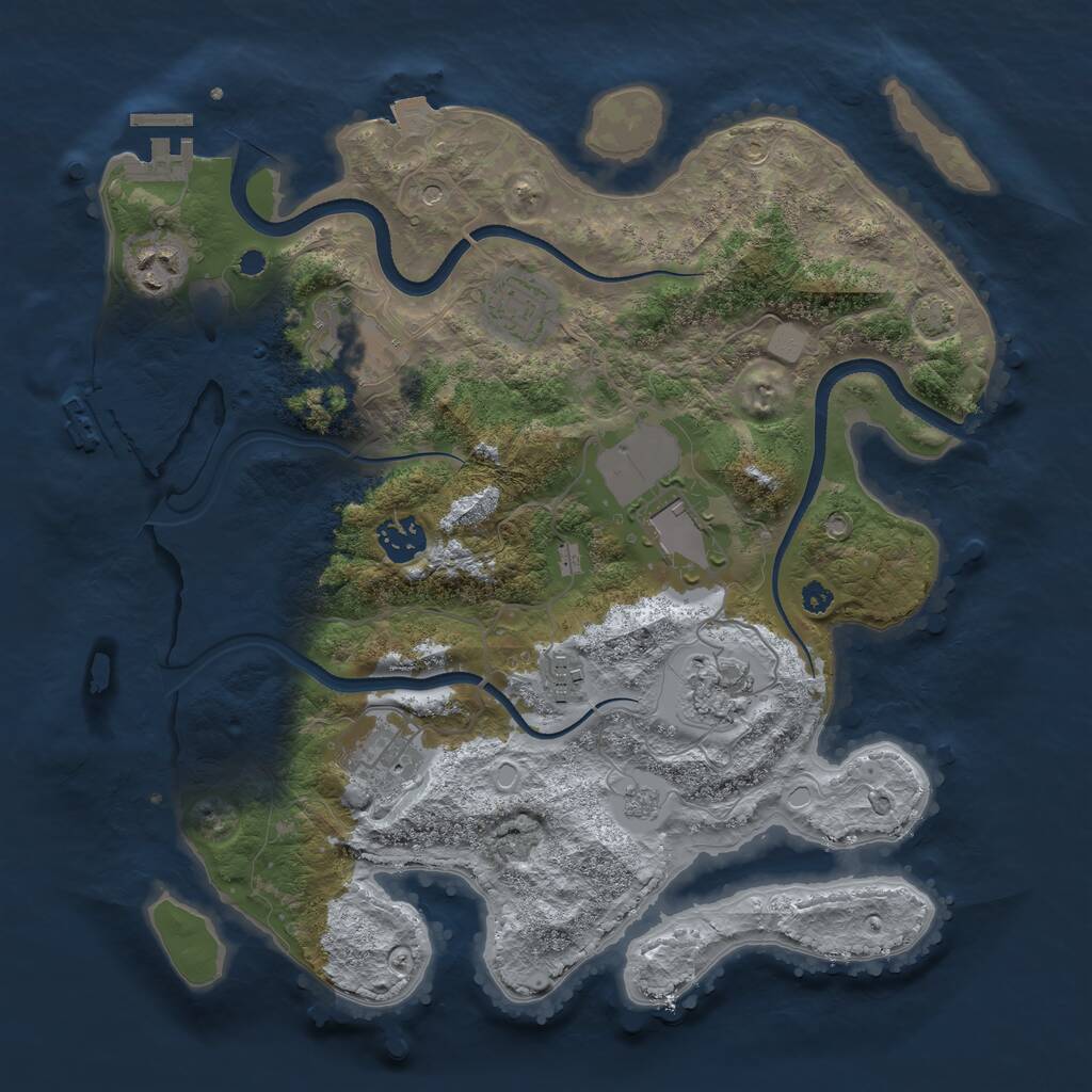 Rust Map: Procedural Map, Size: 3500, Seed: 124850, 14 Monuments