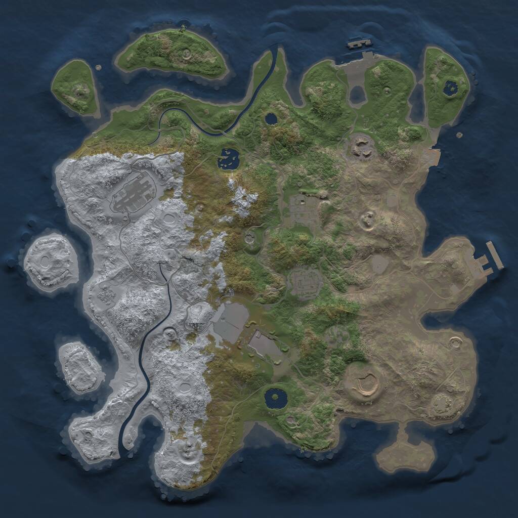 Rust Map: Procedural Map, Size: 3500, Seed: 566481652, 13 Monuments