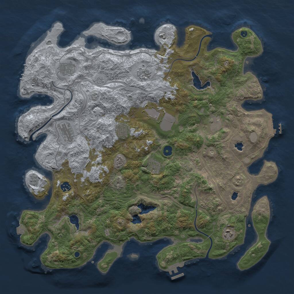 Rust Map: Procedural Map, Size: 4500, Seed: 31555302, 16 Monuments