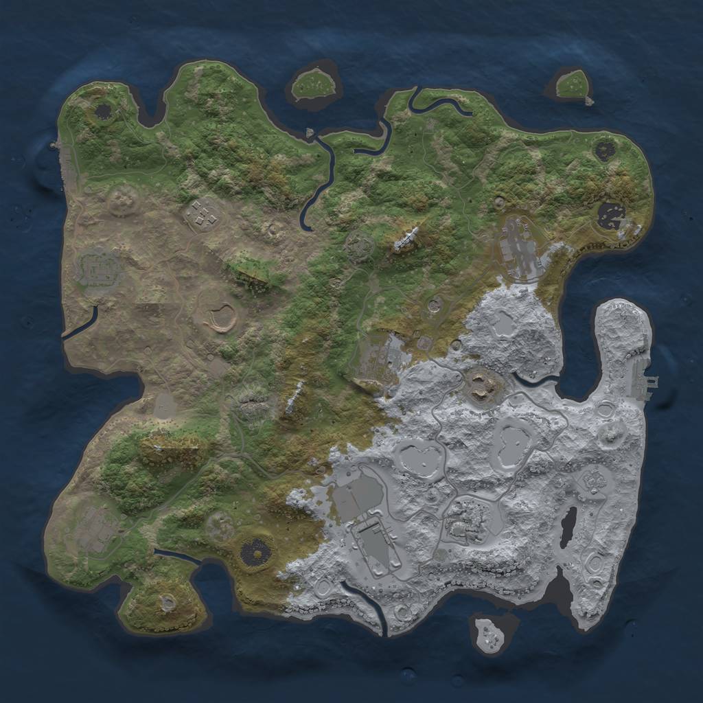 Rust Map: Procedural Map, Size: 3700, Seed: 1699624690, 18 Monuments