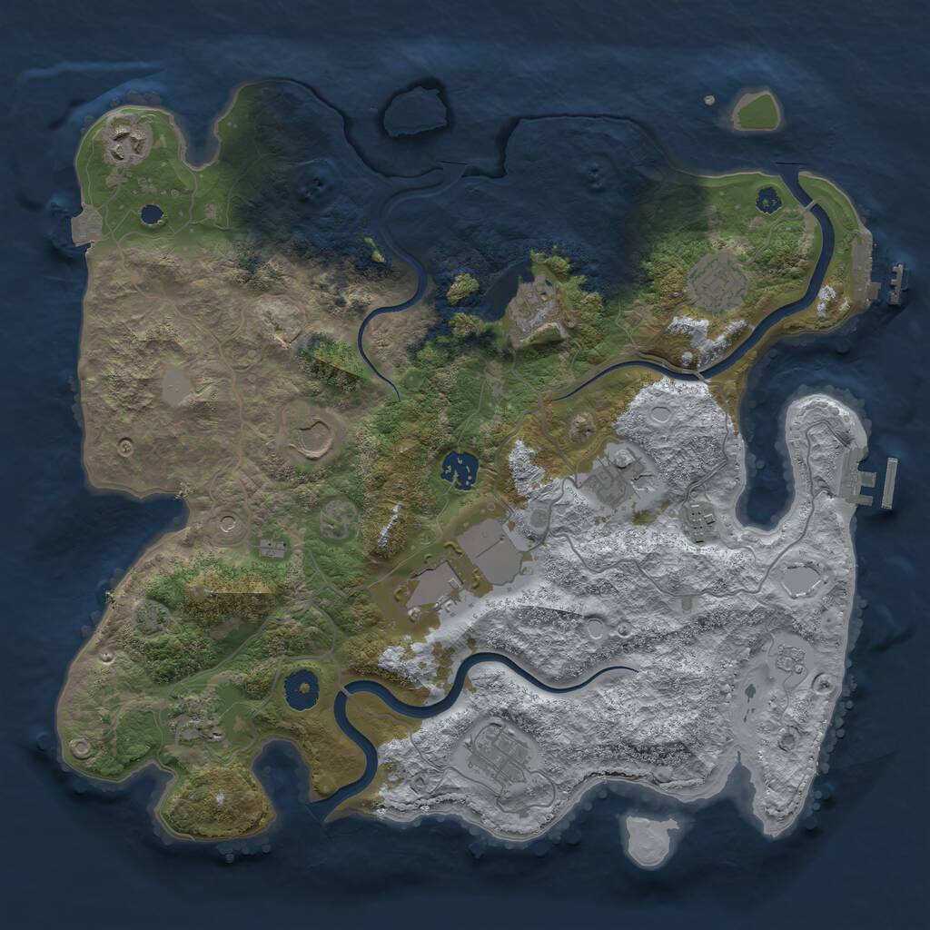 Rust Map: Procedural Map, Size: 3700, Seed: 1699624690, 16 Monuments