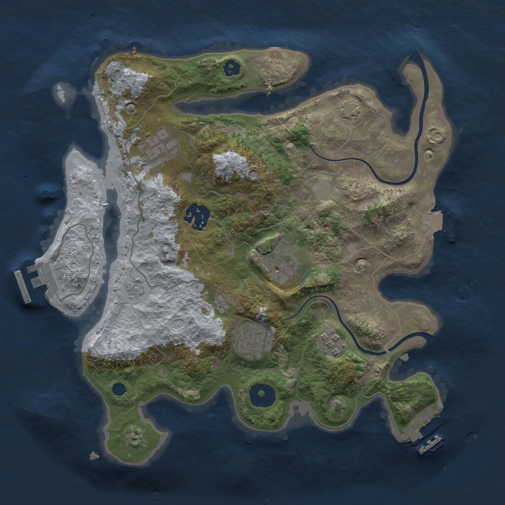 Rust Map: Procedural Map, Size: 3000, Seed: 634577, 10 Monuments