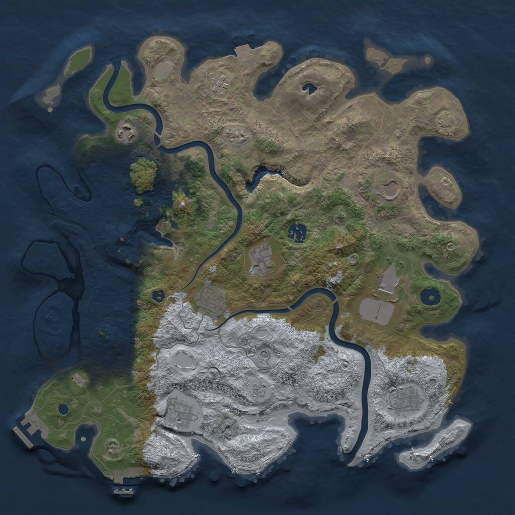 Rust Map: Procedural Map, Size: 4000, Seed: 2136, 15 Monuments
