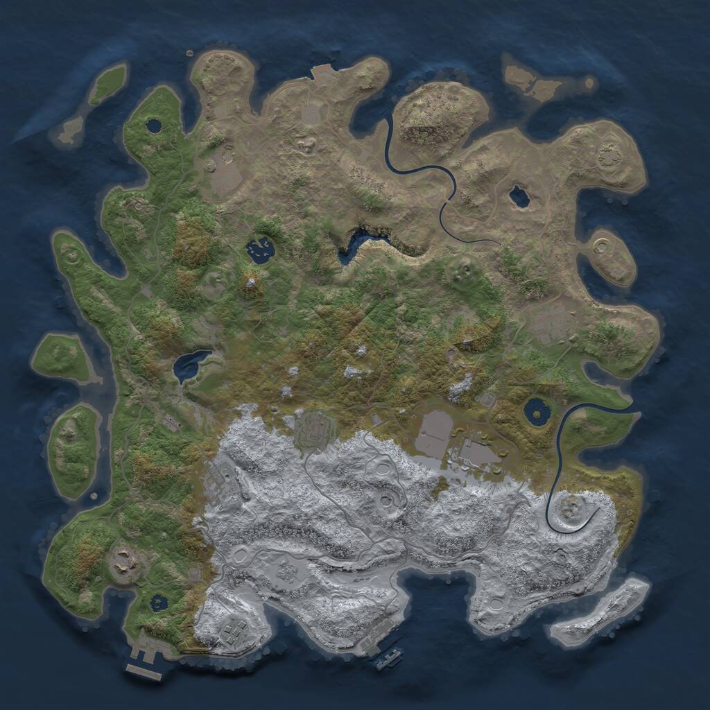 Rust Map: Procedural Map, Size: 4000, Seed: 2136, 14 Monuments