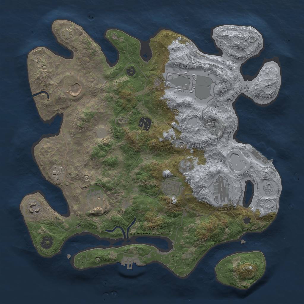 Rust Map: Procedural Map, Size: 3500, Seed: 28994354, 16 Monuments