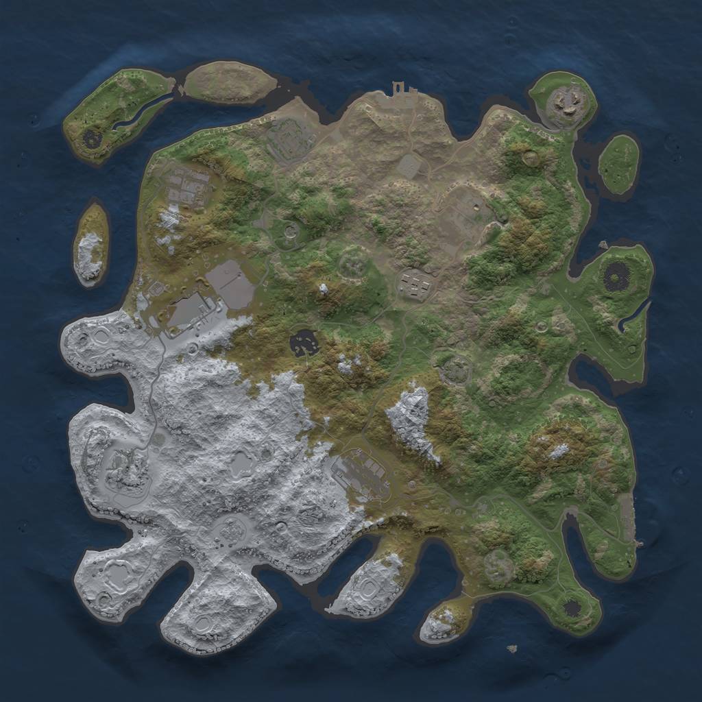 Rust Map: Procedural Map, Size: 3700, Seed: 1422004994, 17 Monuments