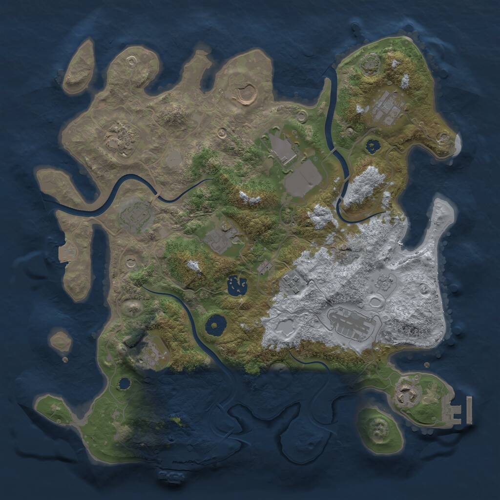 Rust Map: Procedural Map, Size: 3550, Seed: 97897952, 17 Monuments