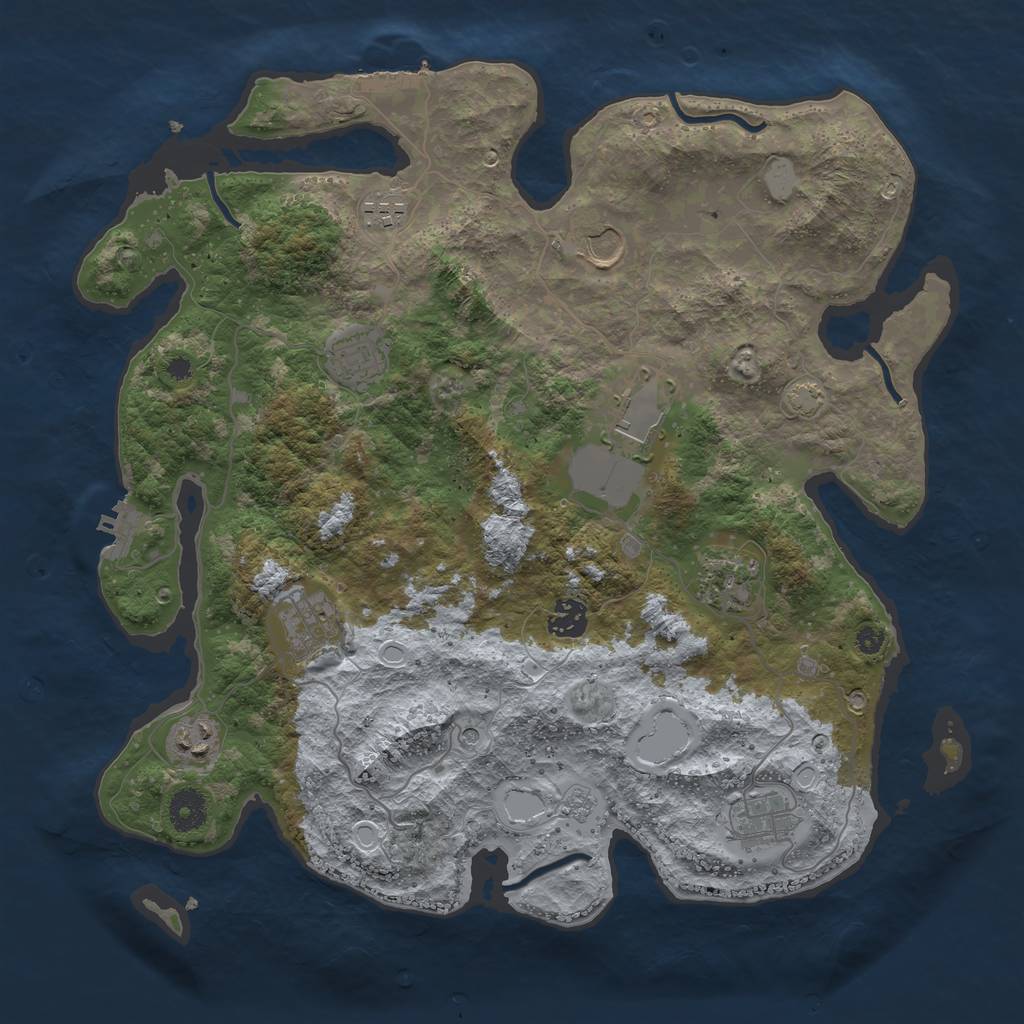 Rust Map: Procedural Map, Size: 3800, Seed: 1335274609, 17 Monuments