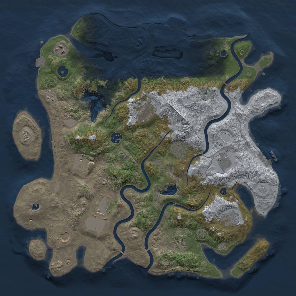 Rust Map: Procedural Map, Size: 4100, Seed: 906875008, 17 Monuments