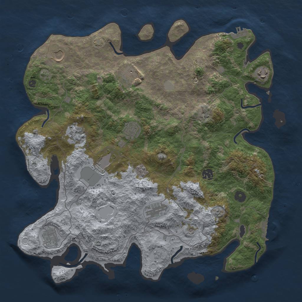 Rust Map: Procedural Map, Size: 4000, Seed: 9990091, 18 Monuments