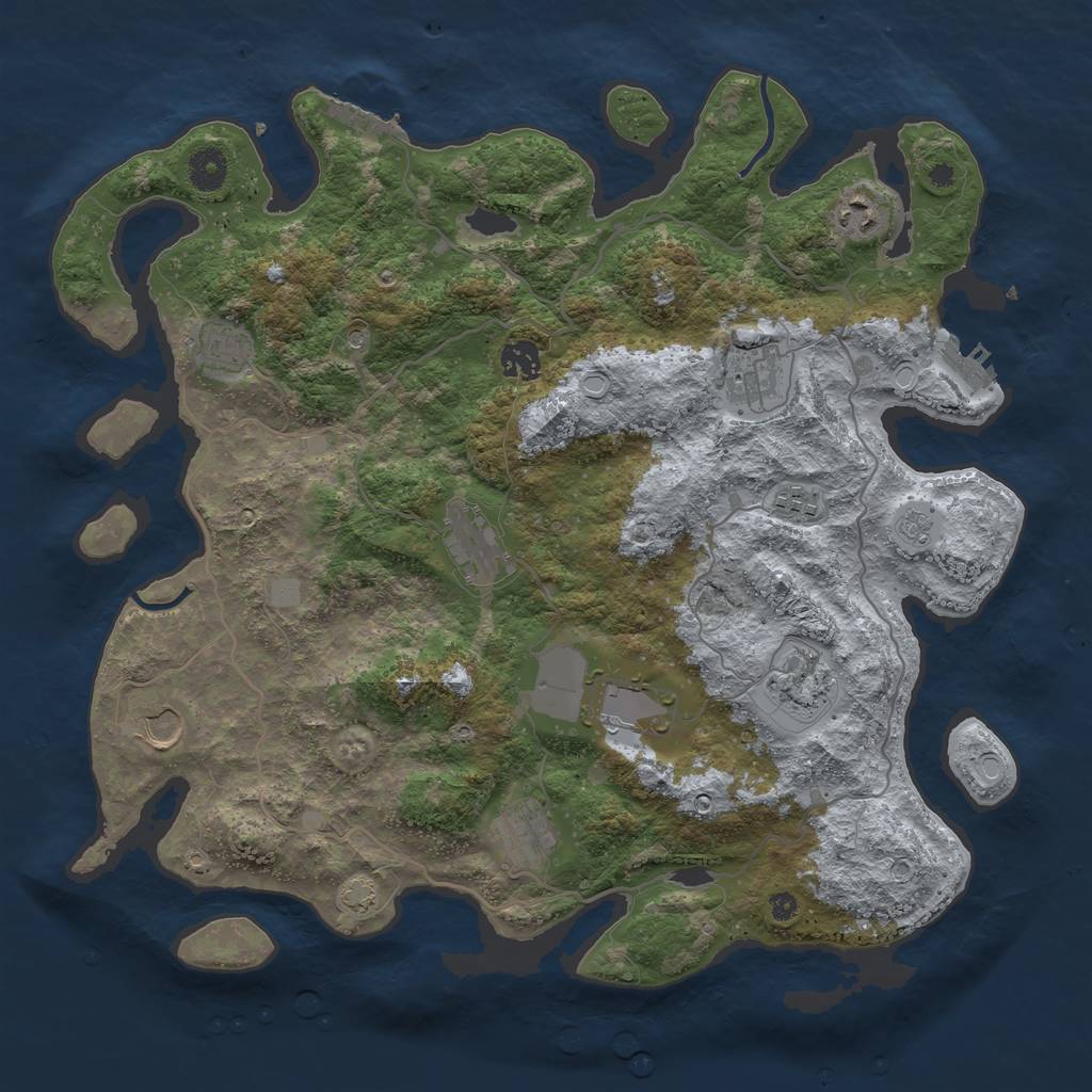 Rust Map: Procedural Map, Size: 4000, Seed: 241348427, 18 Monuments