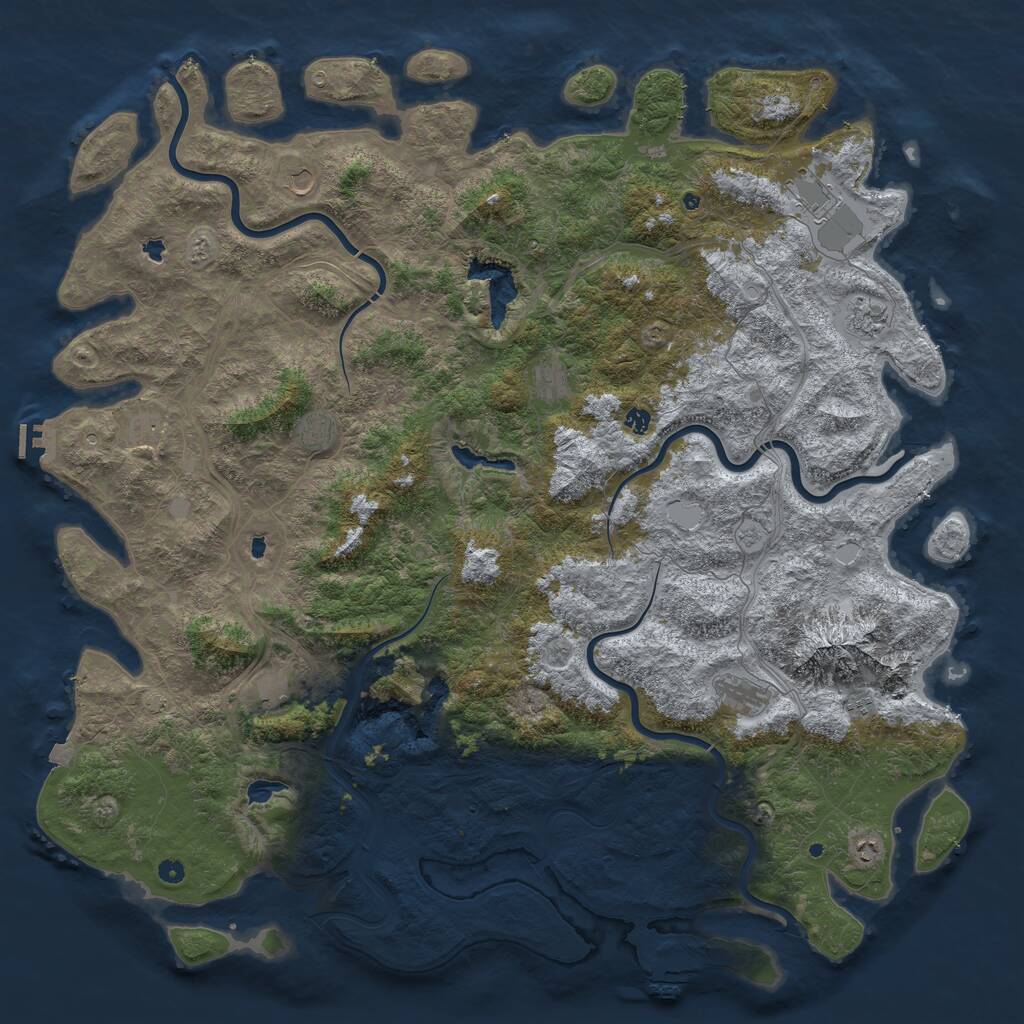 Rust Map: Procedural Map, Size: 6000, Seed: 123443, 17 Monuments