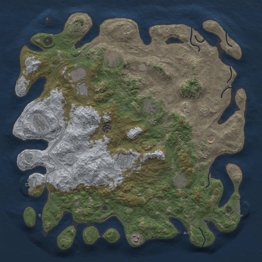 Rust Map: Procedural Map, Size: 4500, Seed: 2546838, 18 Monuments