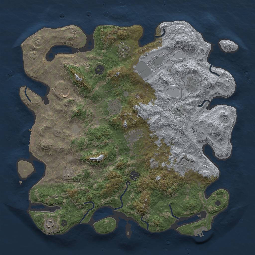 Rust Map: Procedural Map, Size: 4000, Seed: 63752885, 18 Monuments