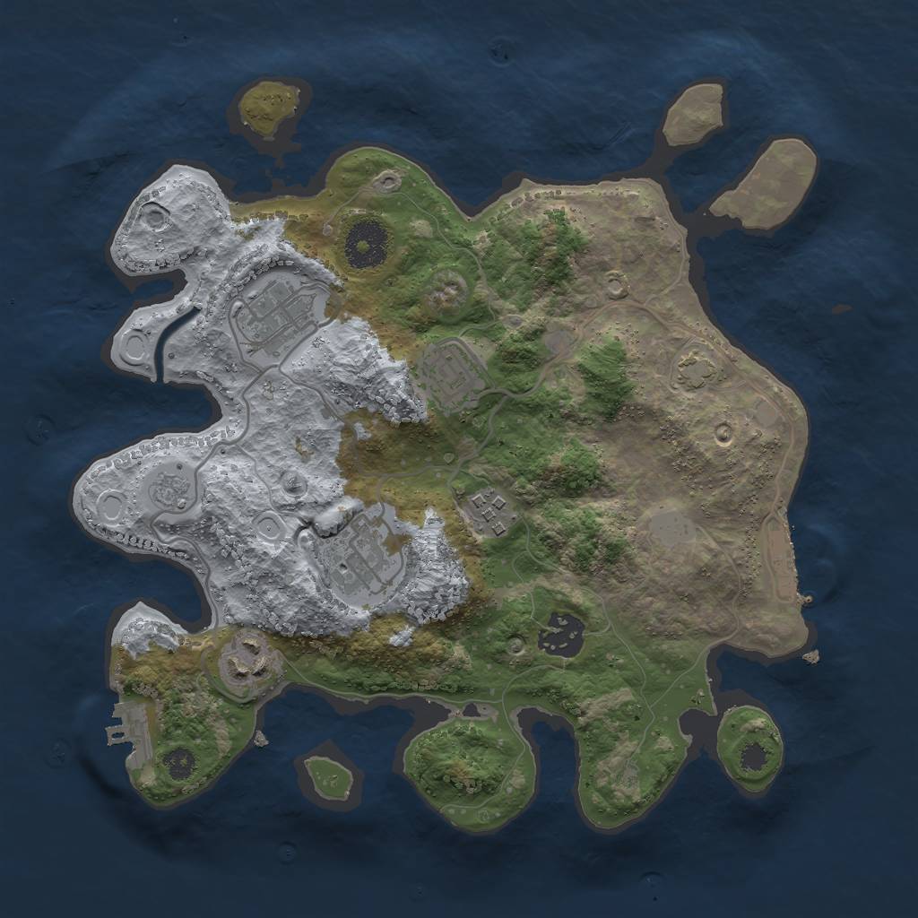 Rust Map: Procedural Map, Size: 3000, Seed: 19857, 13 Monuments