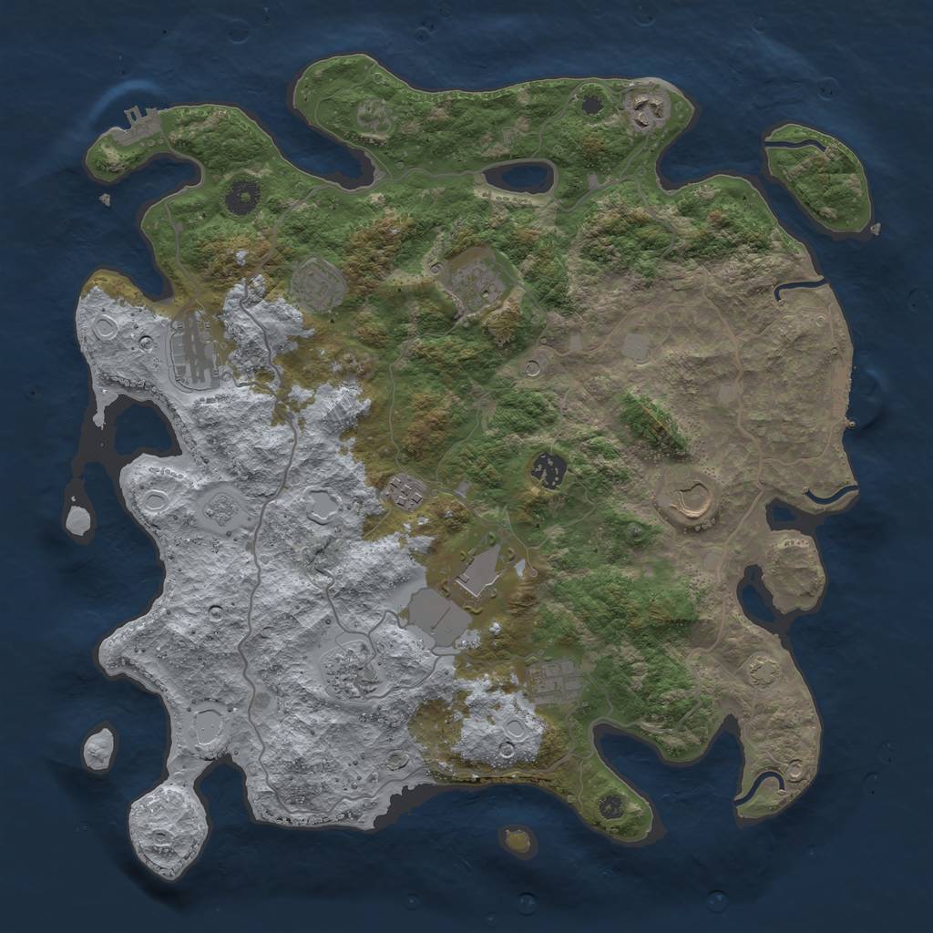 Rust Map: Procedural Map, Size: 4000, Seed: 580182429, 18 Monuments