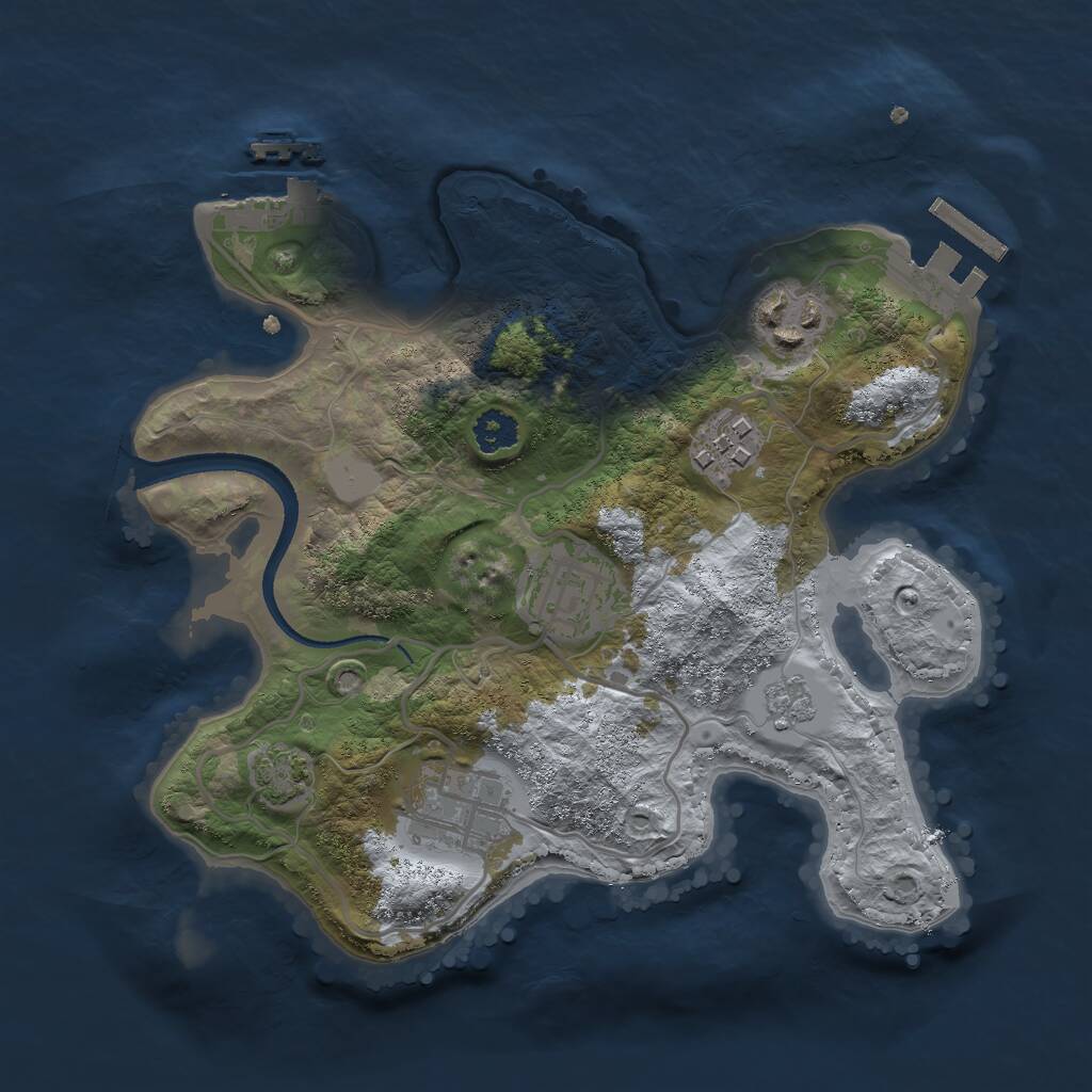 Rust Map: Procedural Map, Size: 2500, Seed: 1898564768, 9 Monuments