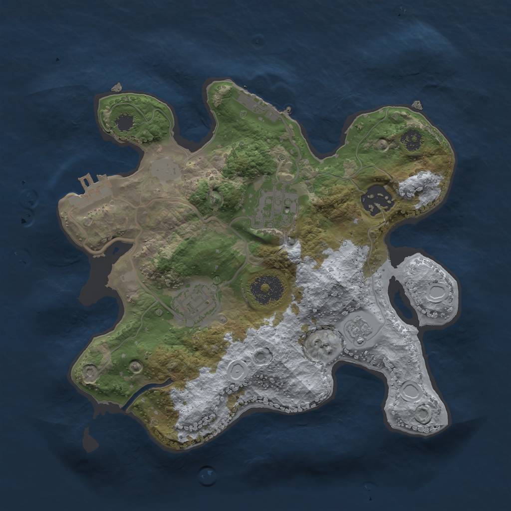 Rust Map: Procedural Map, Size: 2500, Seed: 1898564768, 9 Monuments