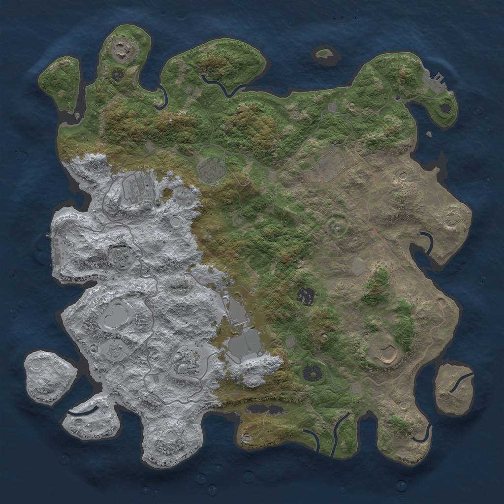 Rust Map: Procedural Map, Size: 4100, Seed: 45813387, 17 Monuments
