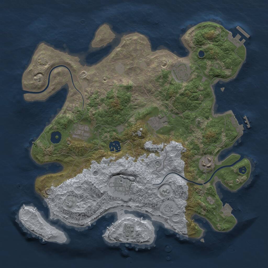 Rust Map: Procedural Map, Size: 3400, Seed: 80056769, 13 Monuments