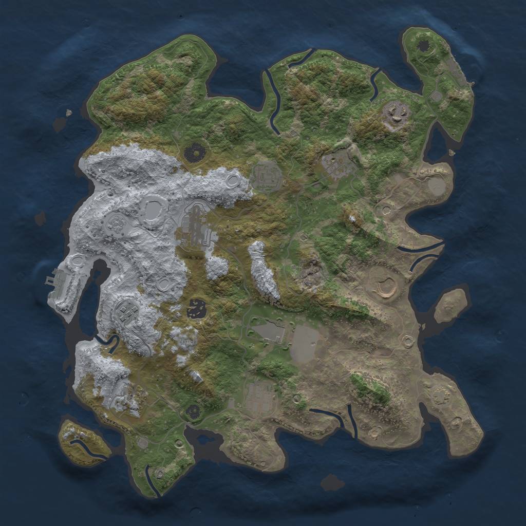 Rust Map: Procedural Map, Size: 3850, Seed: 49659221, 18 Monuments
